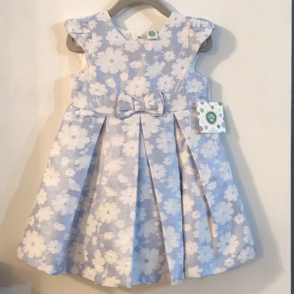 Little Me White Floral dress with peek-a-boo cutout & matching bloomers